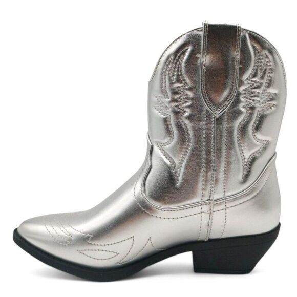 Soda Rigging S  Size 7 Silver Metallic Embroidered Western Stitch Ankle Boots - Picture 4 of 15